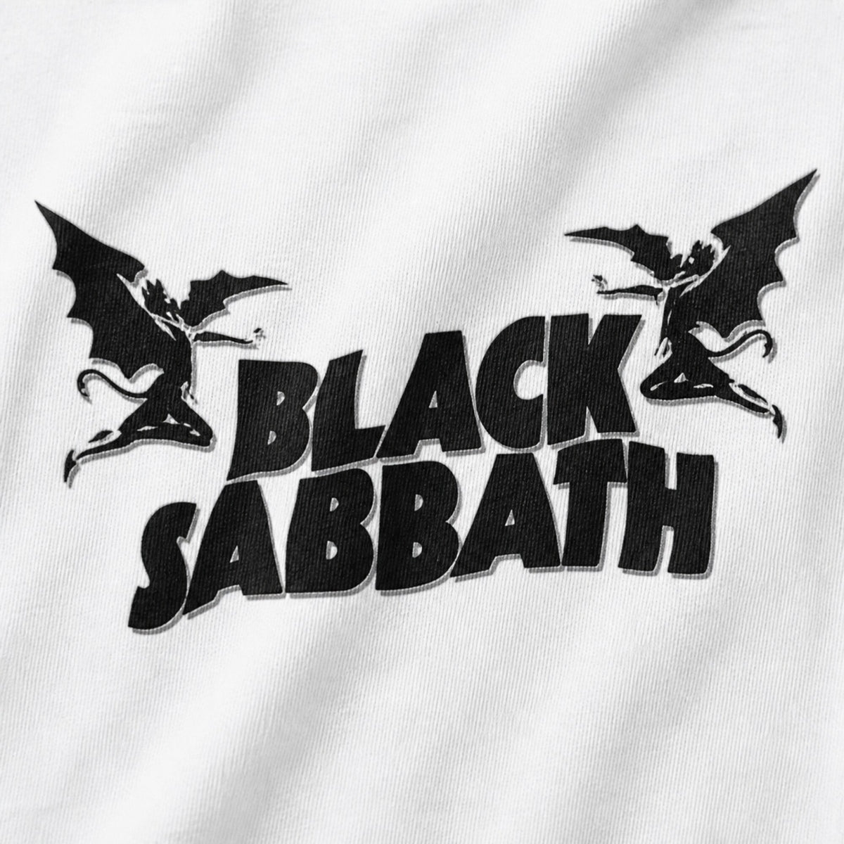 Black Sabbath Twin Demons Logo Tee — print detail close-up