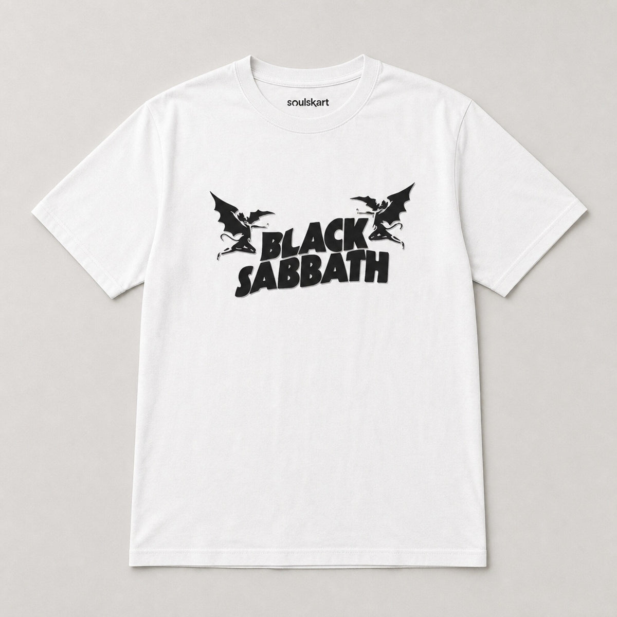 Black Sabbath Twin Demons Logo Tee — on hanger