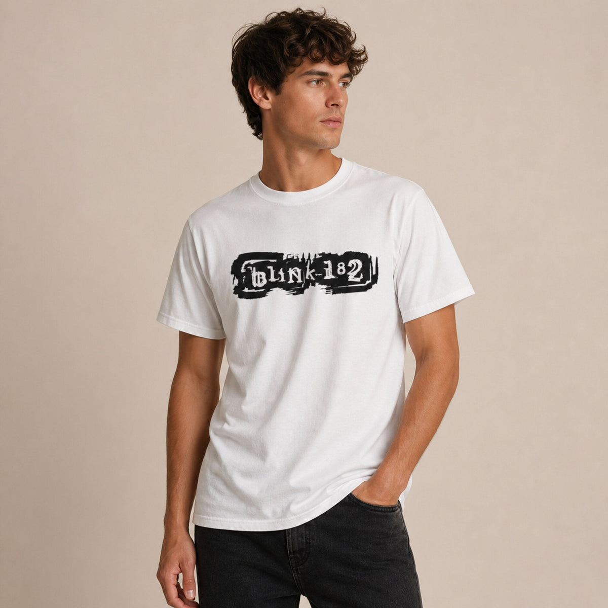 Blink-182 Band Inspired T-Shirt — worn on model, front