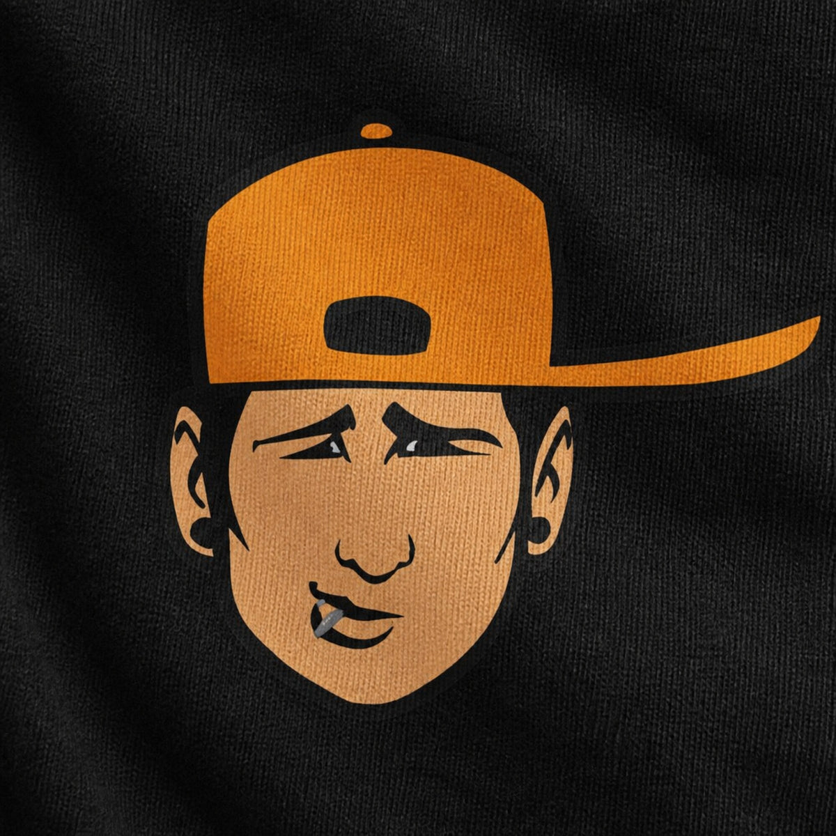 Blink-182 Backwards Cap Face Tee — print detail close-up