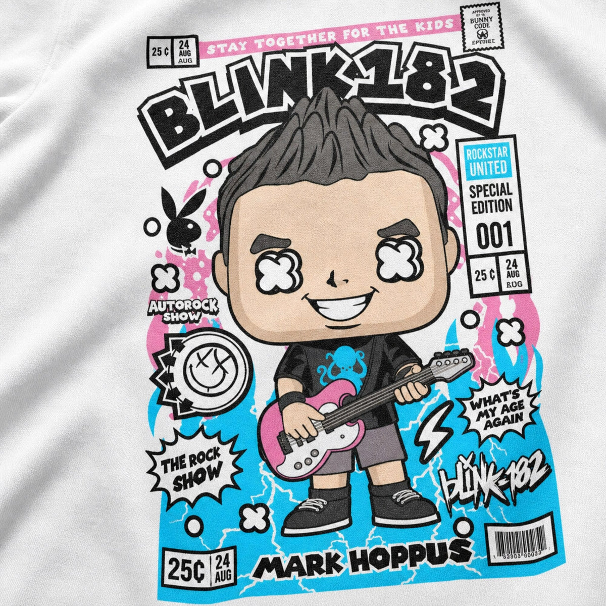Blink-182 Pop Art Unisex T-Shirt — print detail close-up