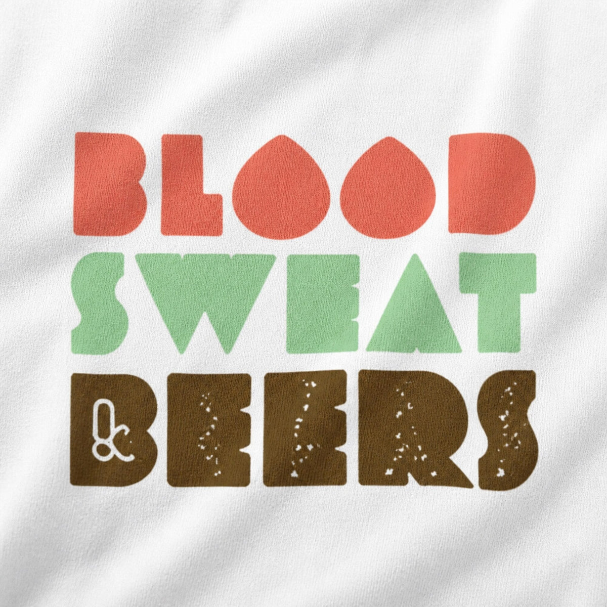 Blood Sweat Beers Unisex T-Shirt — print detail close-up