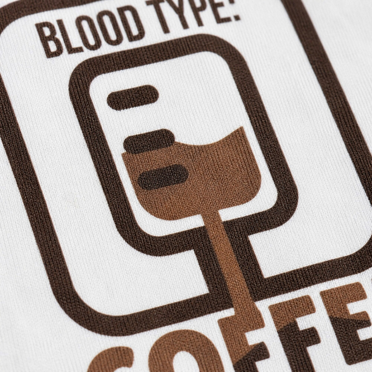 Blood Type: Coffee Unisex Tee — print detail close-up