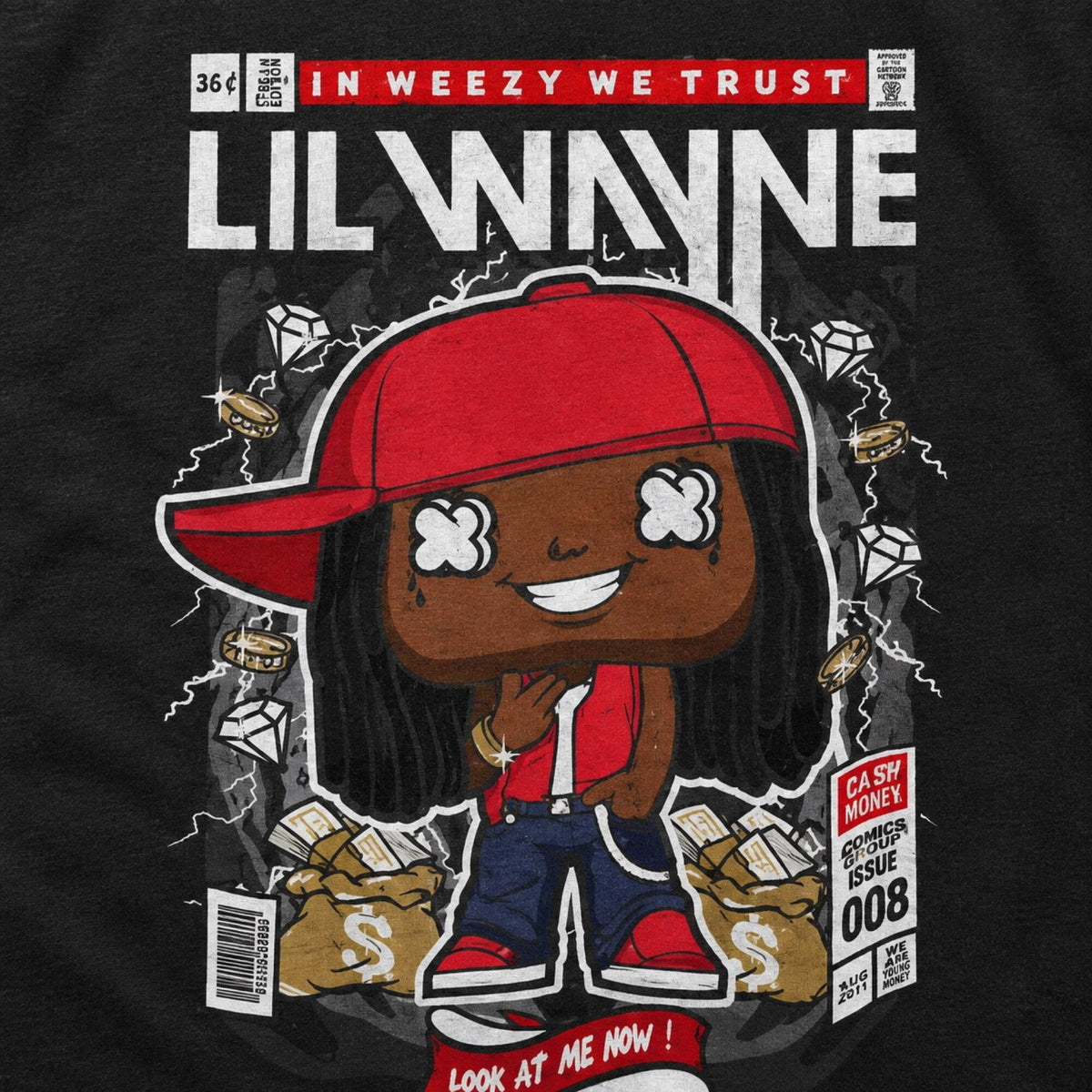 Lil Wayne Pop Art Unisex T-Shirt — print detail close-up