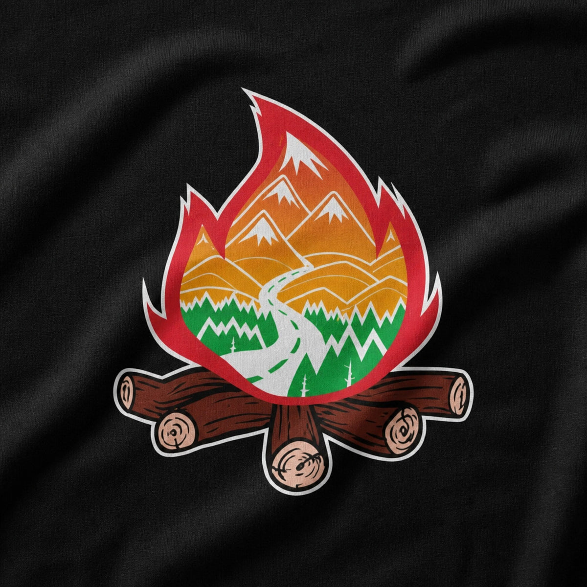 Bonfire Unisex T-Shirt — print detail close-up