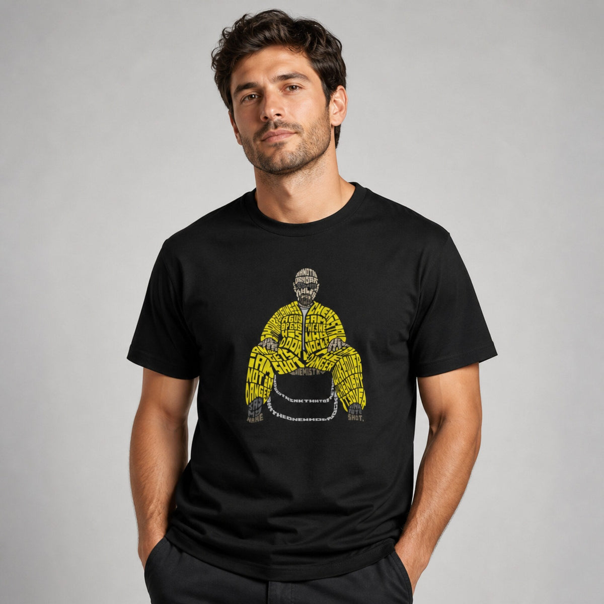 Breaking Bad Genius - Walter White Typography Tee — worn on model, front