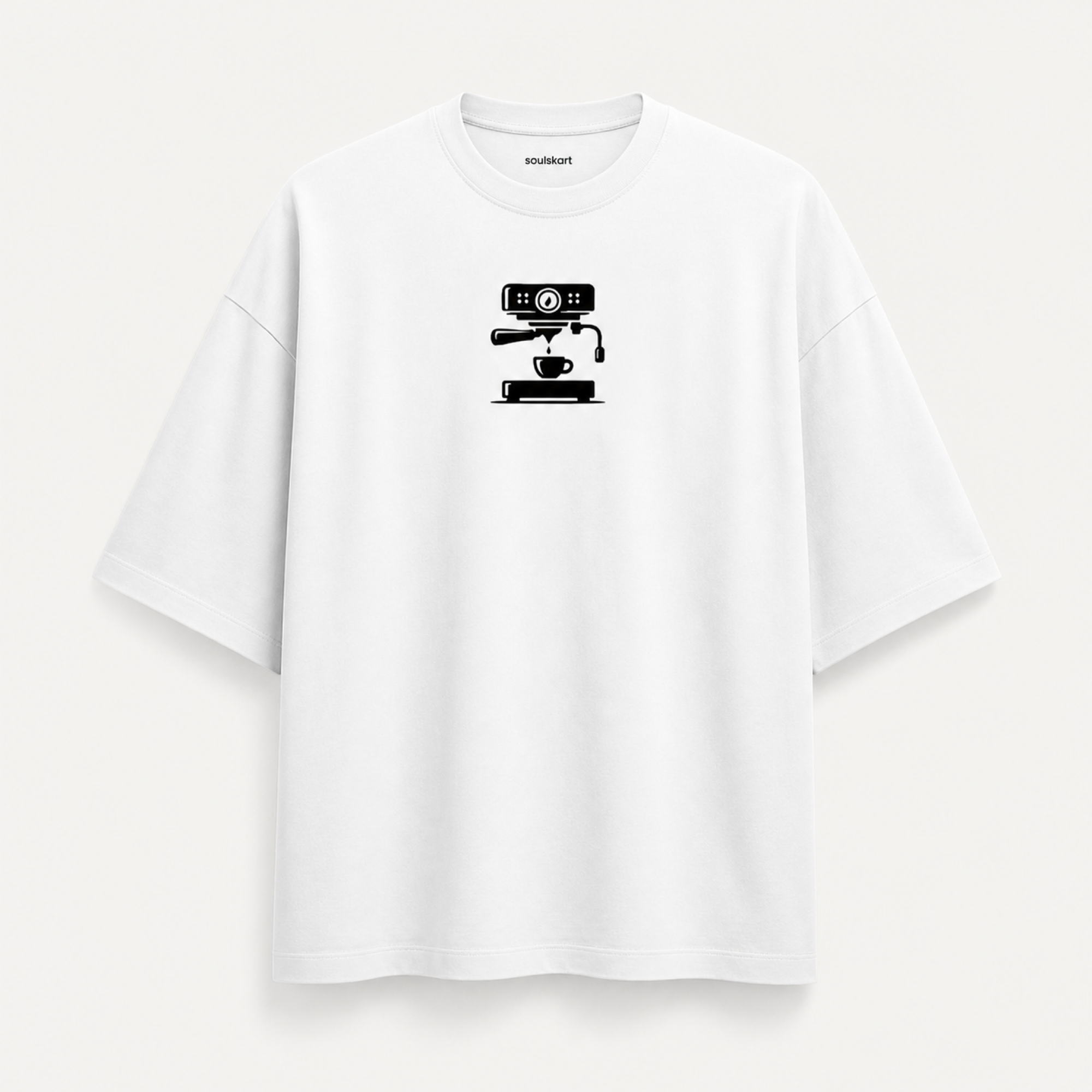 Brew Up Some Comfort: Oversized Coffee Machine Slouch Tee