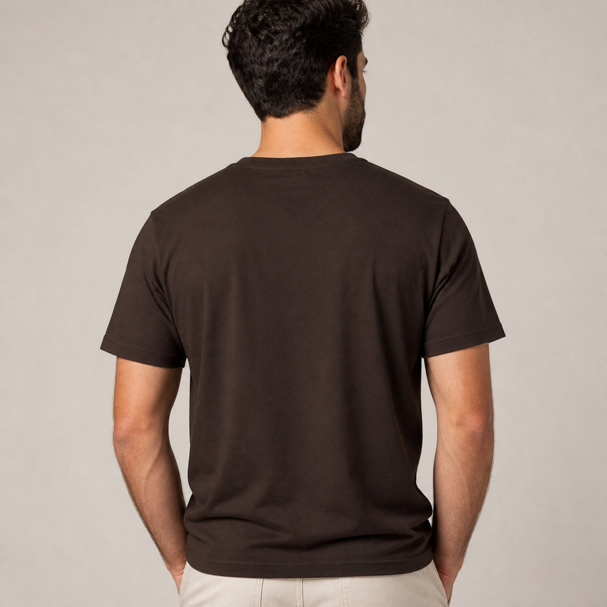 Brewed for Comfort Coffee T-Shirt — worn on model, back