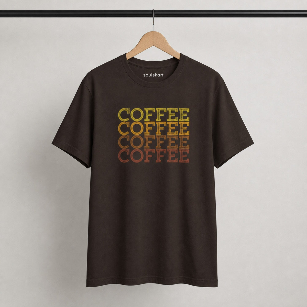 Brewed for Comfort Coffee T-Shirt — on hanger