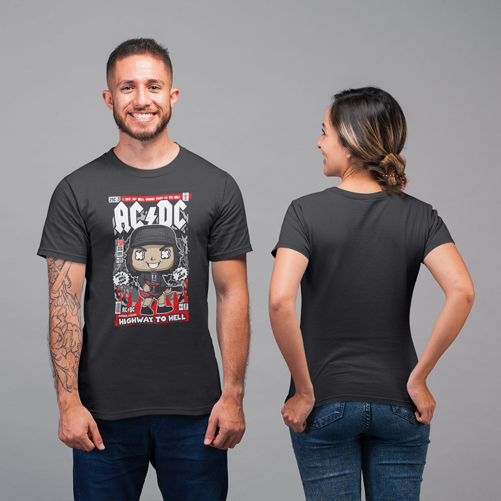 AC/DC Angus Young Pop Art Unisex T-Shirt - Detail Shot