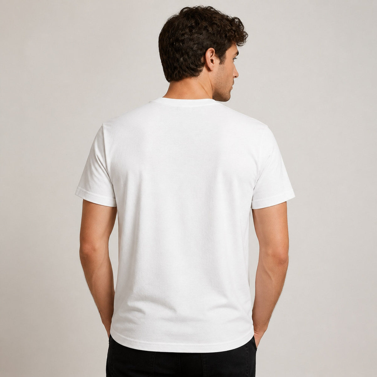 Abstract Coffee Cup Squiggle Tee — worn on model, back