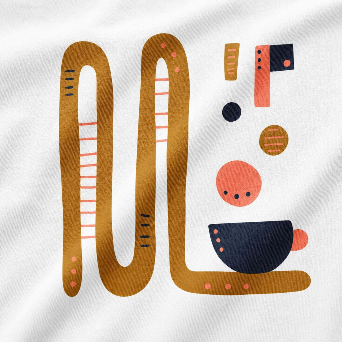 Abstract Coffee Cup Squiggle Tee — print detail close-up