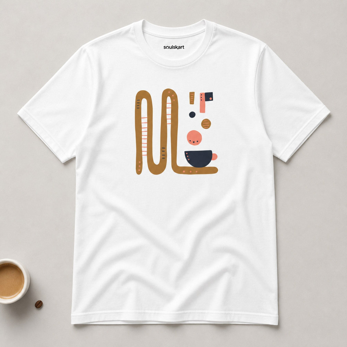 Abstract Coffee Cup Squiggle Tee — on hanger