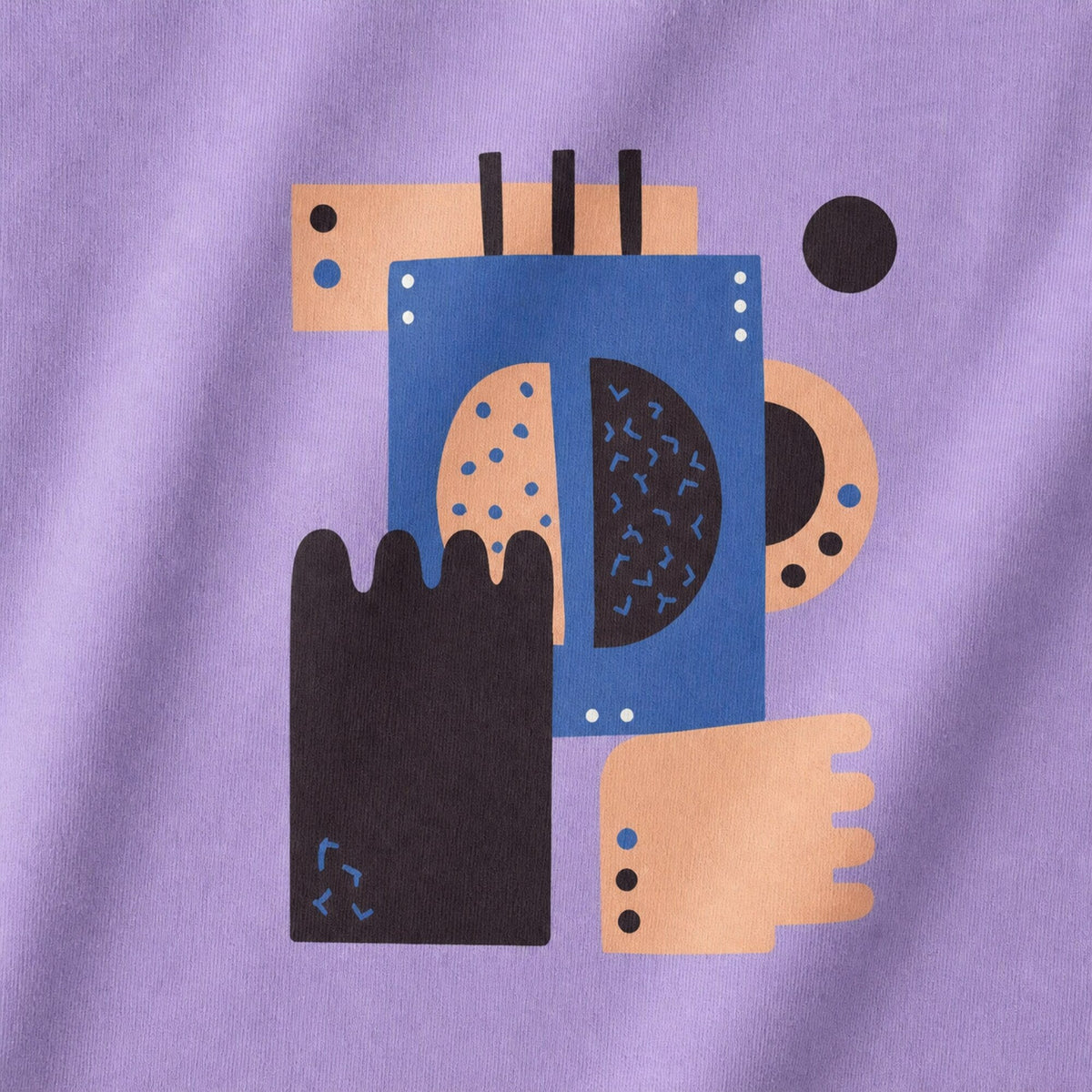 Abstract Coffee Block Print Tee — print detail close-up