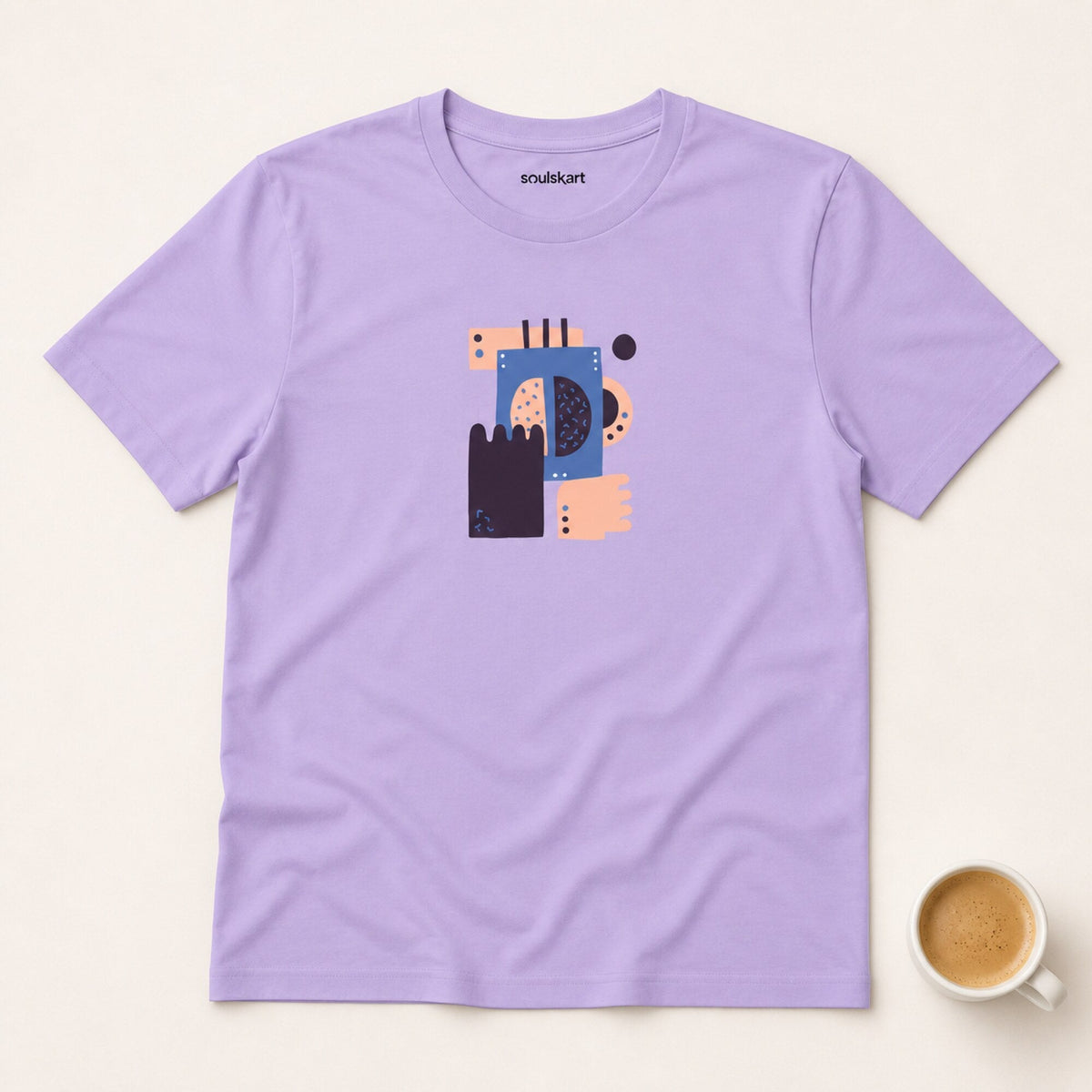 Abstract Coffee Block Print Tee — on hanger