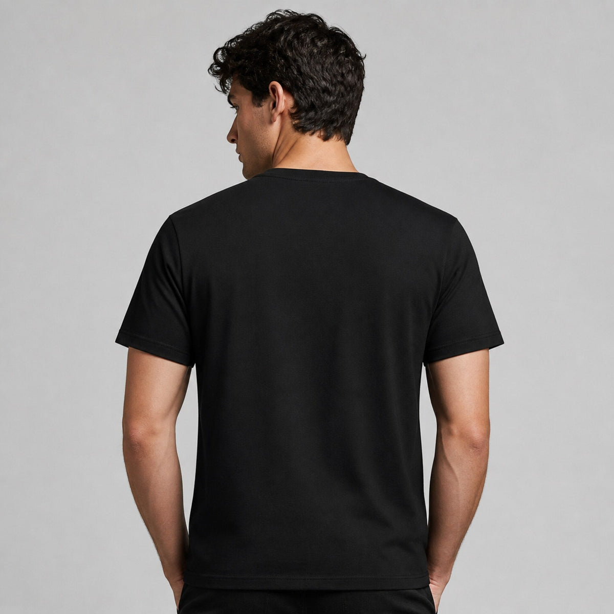 Caffeine Please Graphic T-Shirt — worn on model, back