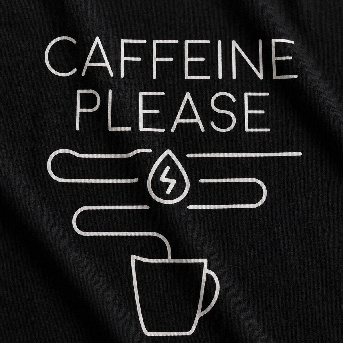 Caffeine Please Graphic T-Shirt — print detail close-up