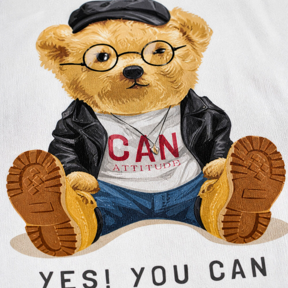 Can Attitude Unisex Streetwear Tee — print detail close-up
