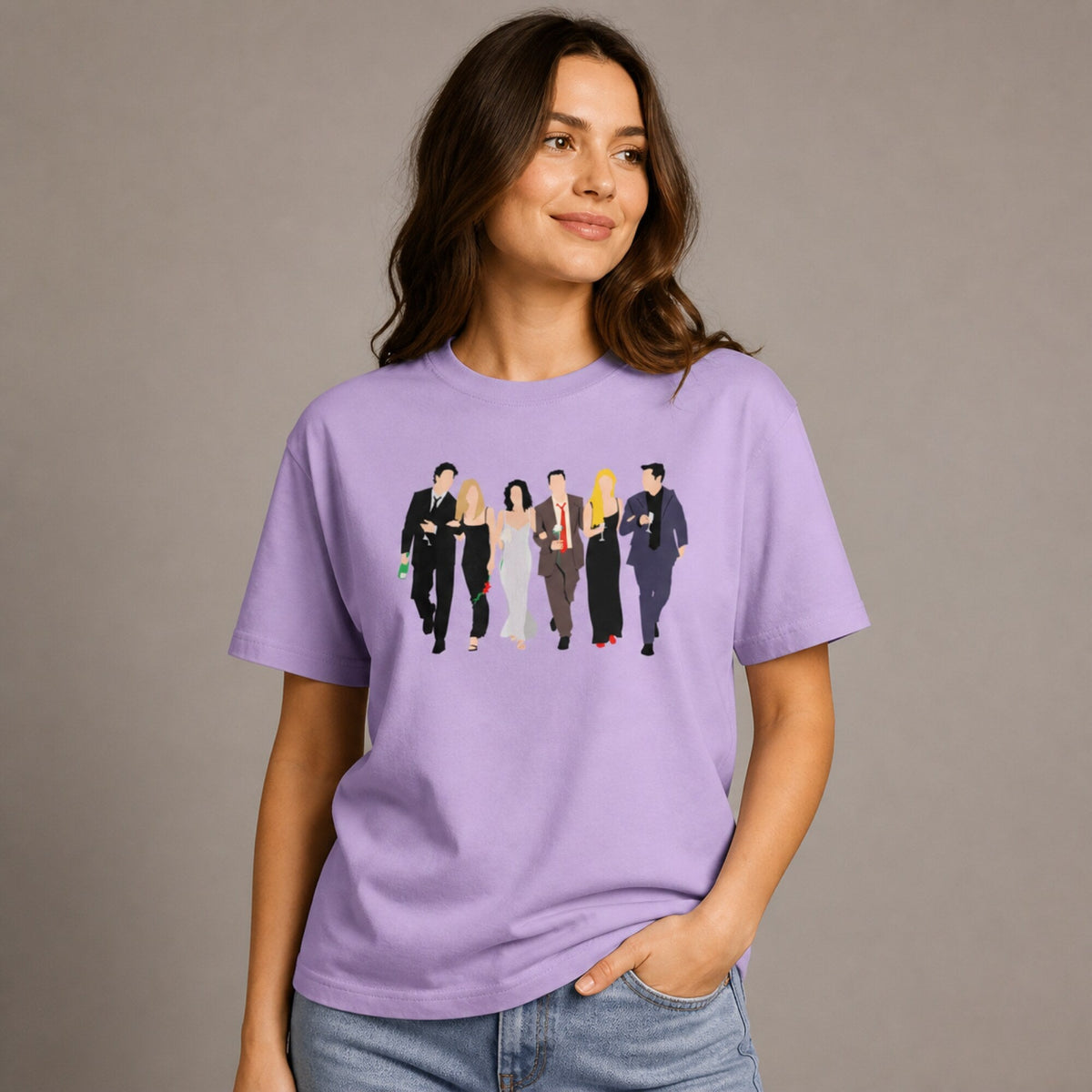 Central Perk Chic Unisex Friends Fan T-Shirt — worn on model, front