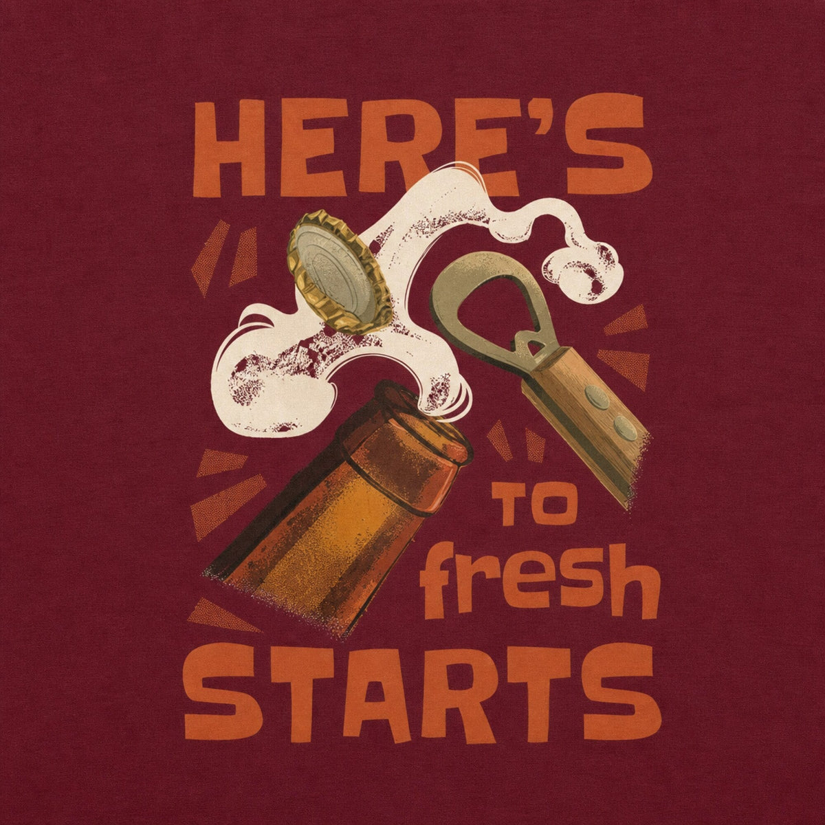 Cheers to Fresh Start T-Shirt — print detail close-up