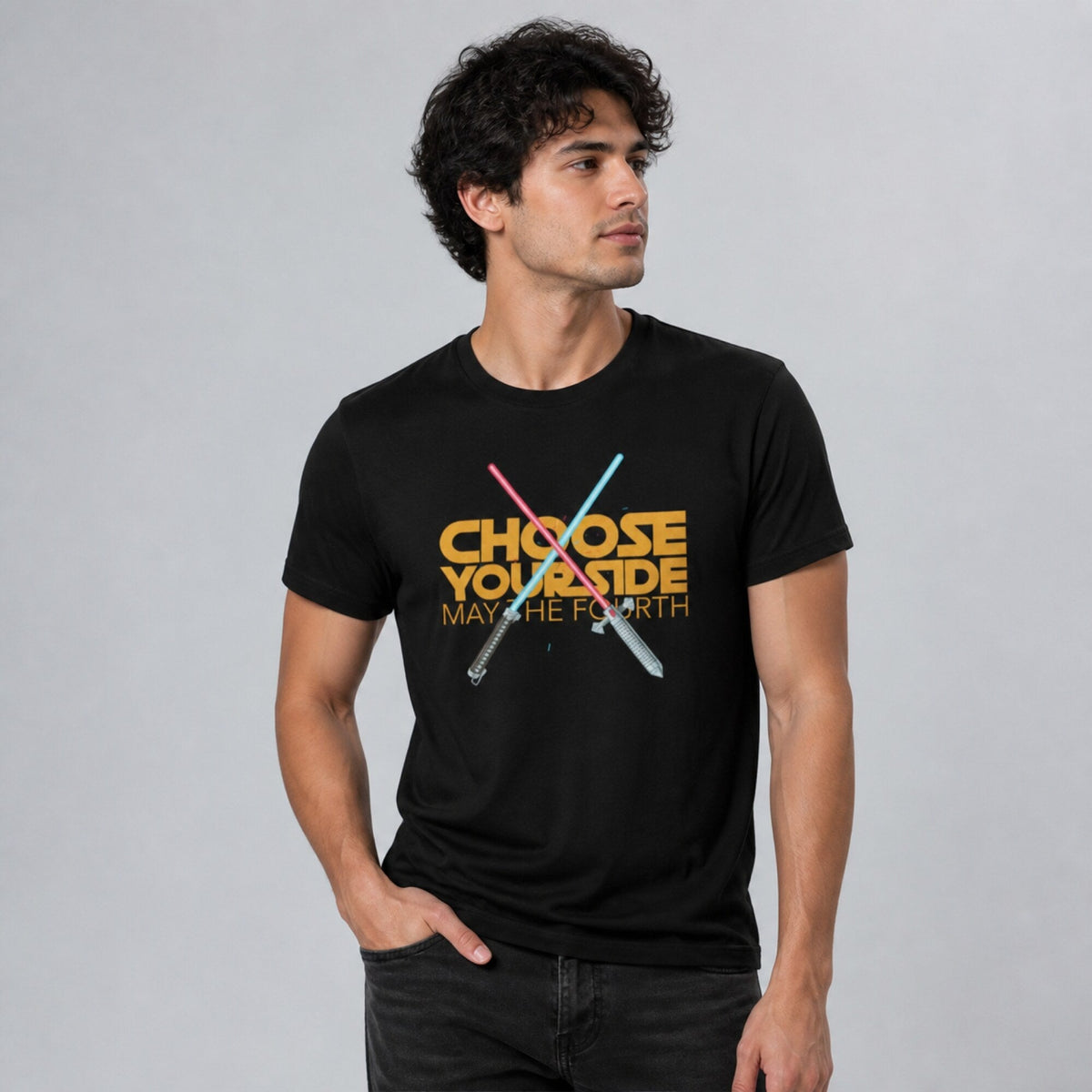 Choose Your Side Star Wars Unisex T-Shirt — worn on model, front
