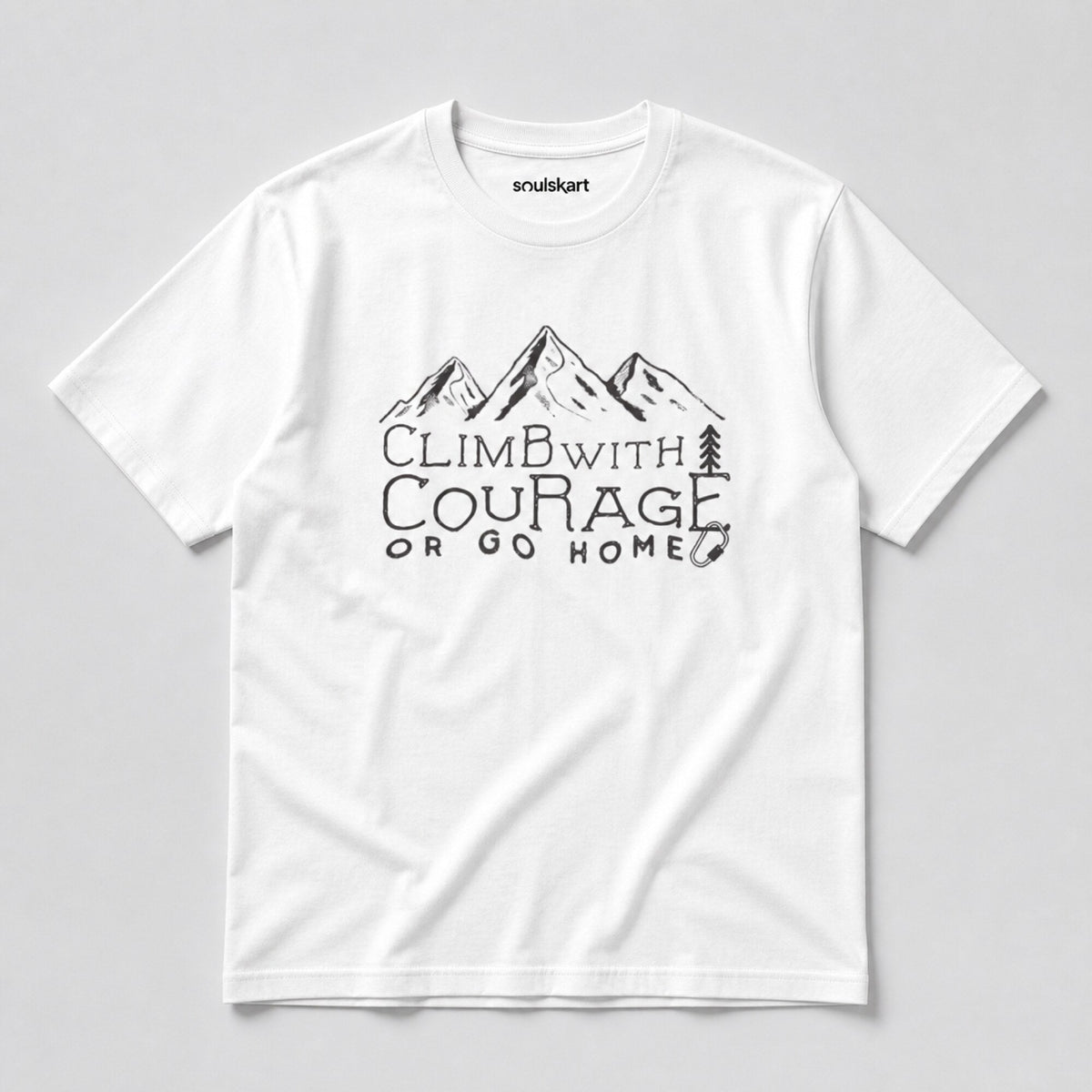 Climb With Courage Unisex T-Shirt — on hanger