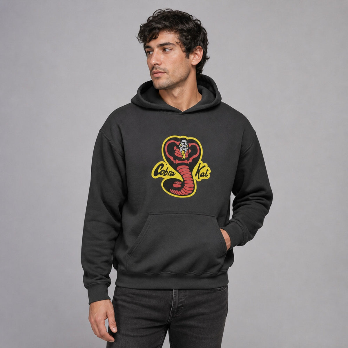 Cobra Kai Unisex Hoodie — worn on model, front