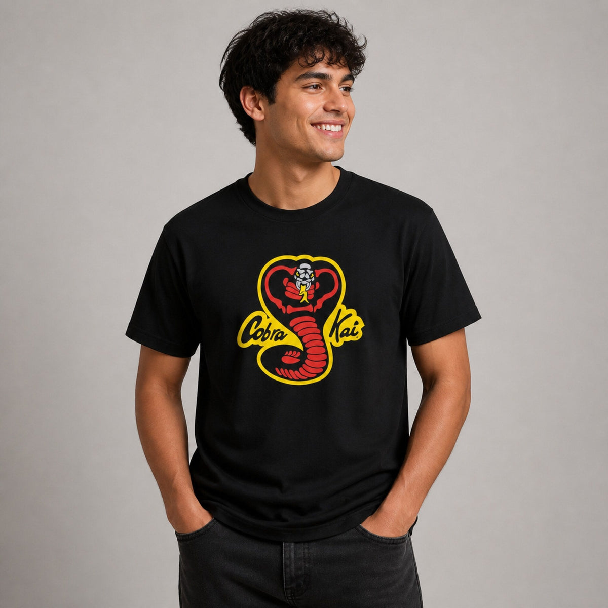 Cobra Kai Unisex T-Shirt — worn on model, front
