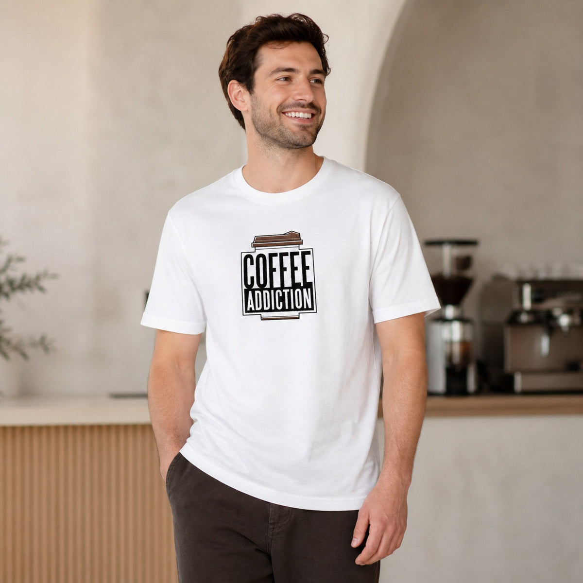 Coffee Addiction Tee — worn on model, front