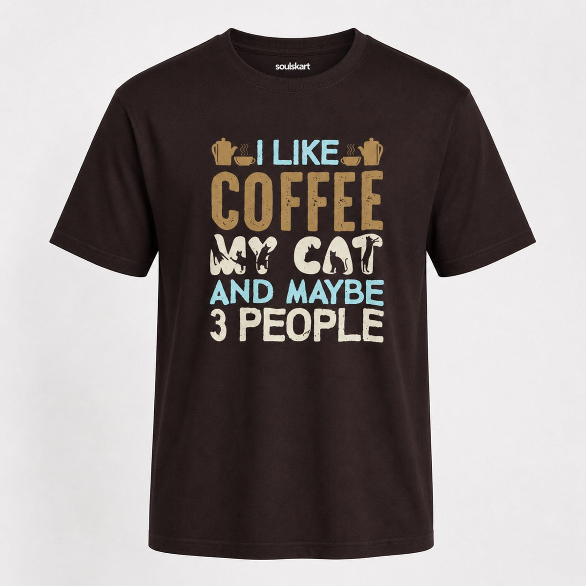 Coffee, Cats, and Introverts T-Shirt — front view