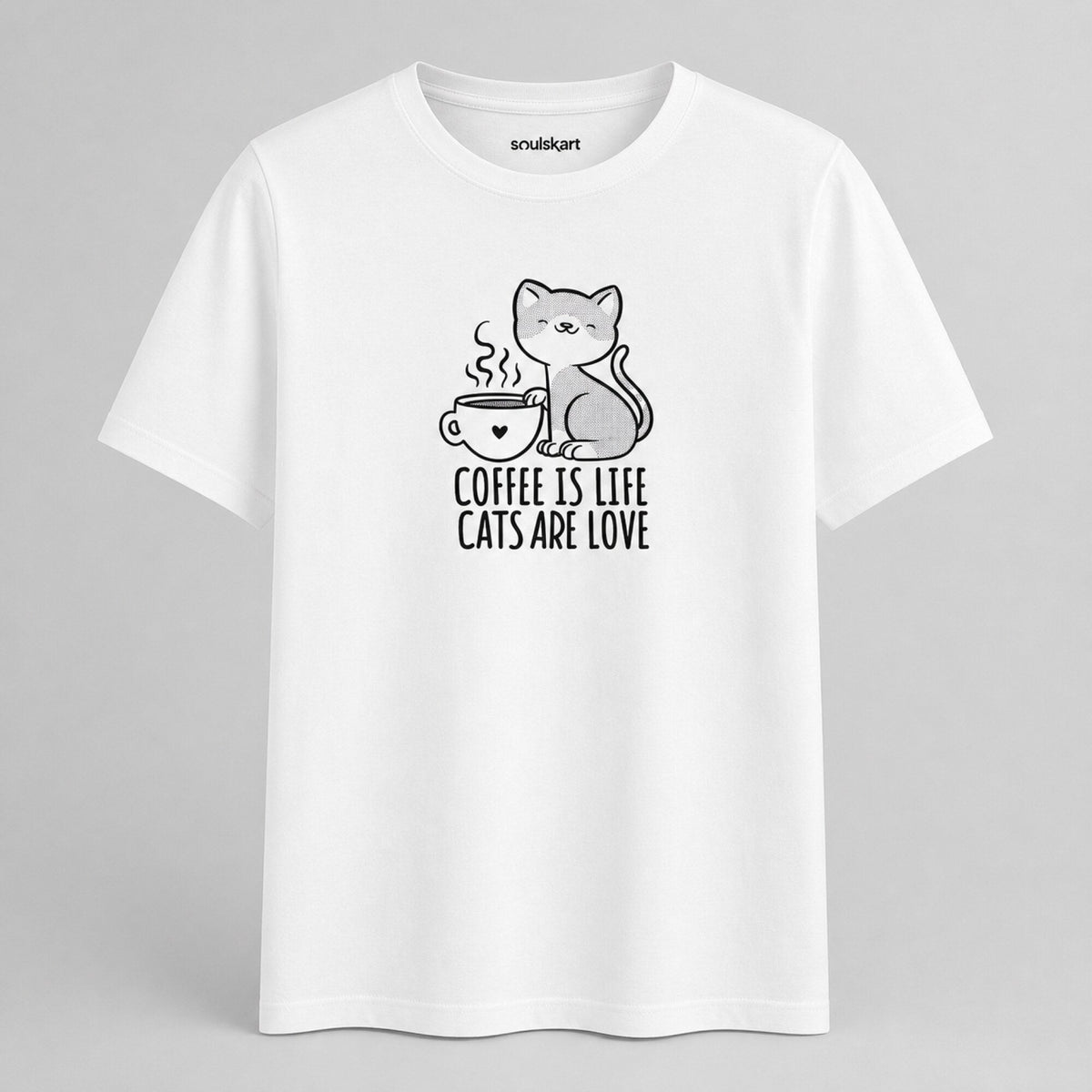 Coffee & Cats Unisex Tee — front view
