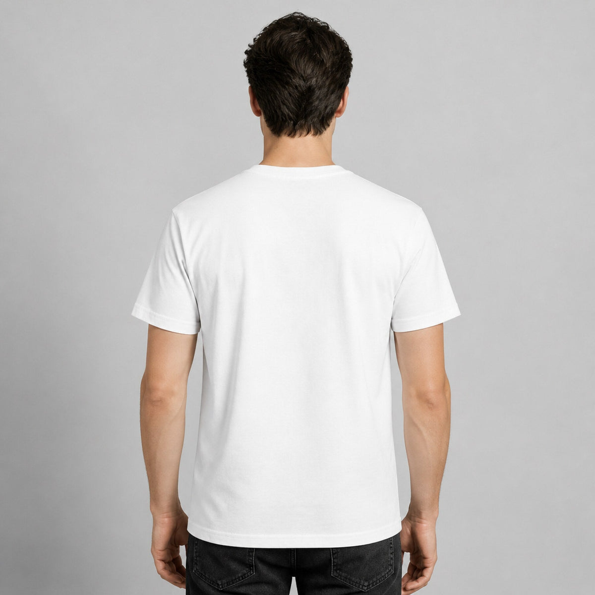 Coffee & Cats Unisex Tee — worn on model, back