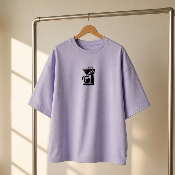 Coffee Machine Print Tee — Lilac