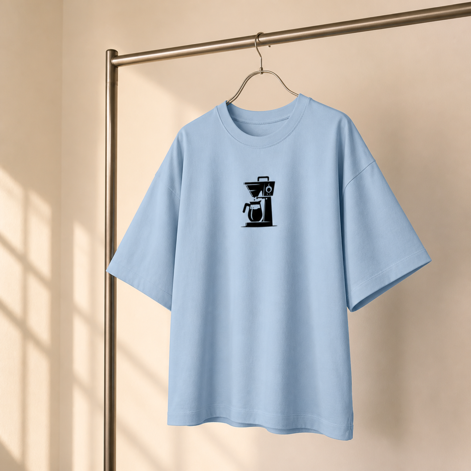 Coffee Machine Print Tee — Sky Blue