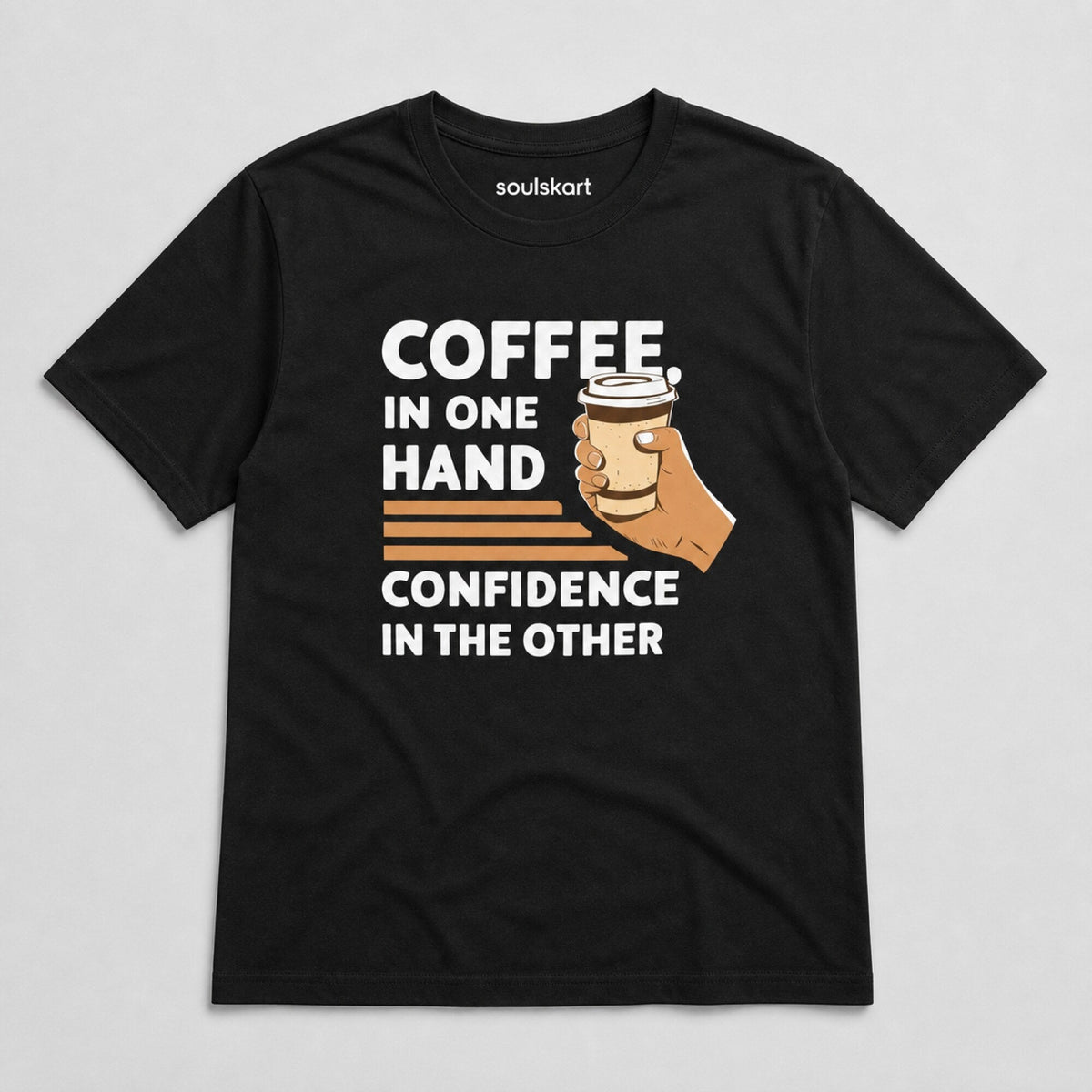 Coffee Confidence Tee — on hanger