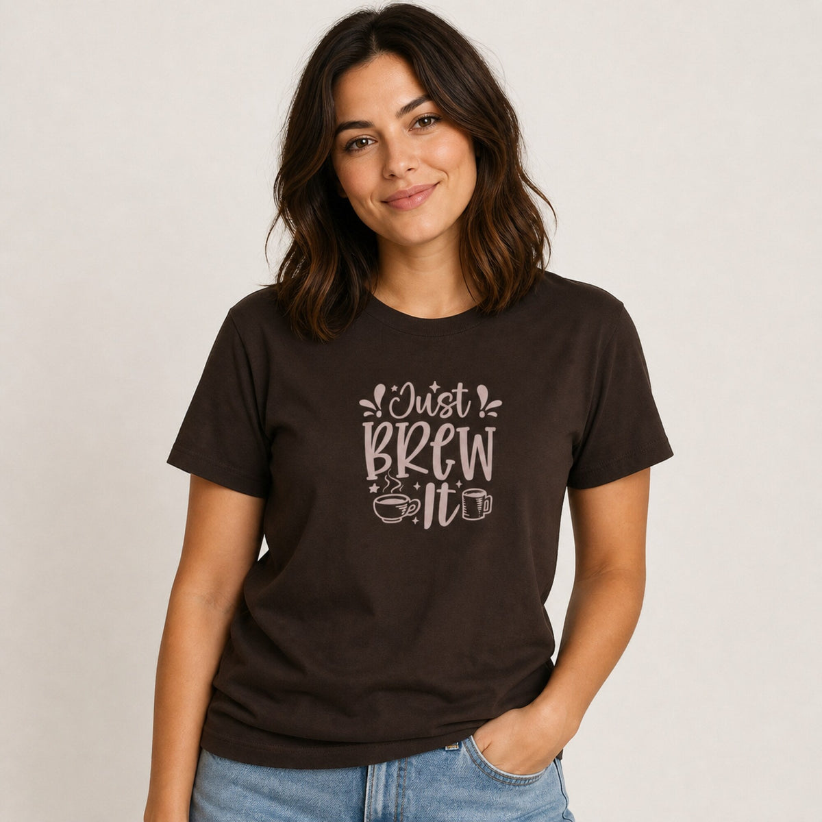 Coffee: Just Brew It Tee — worn on model, front