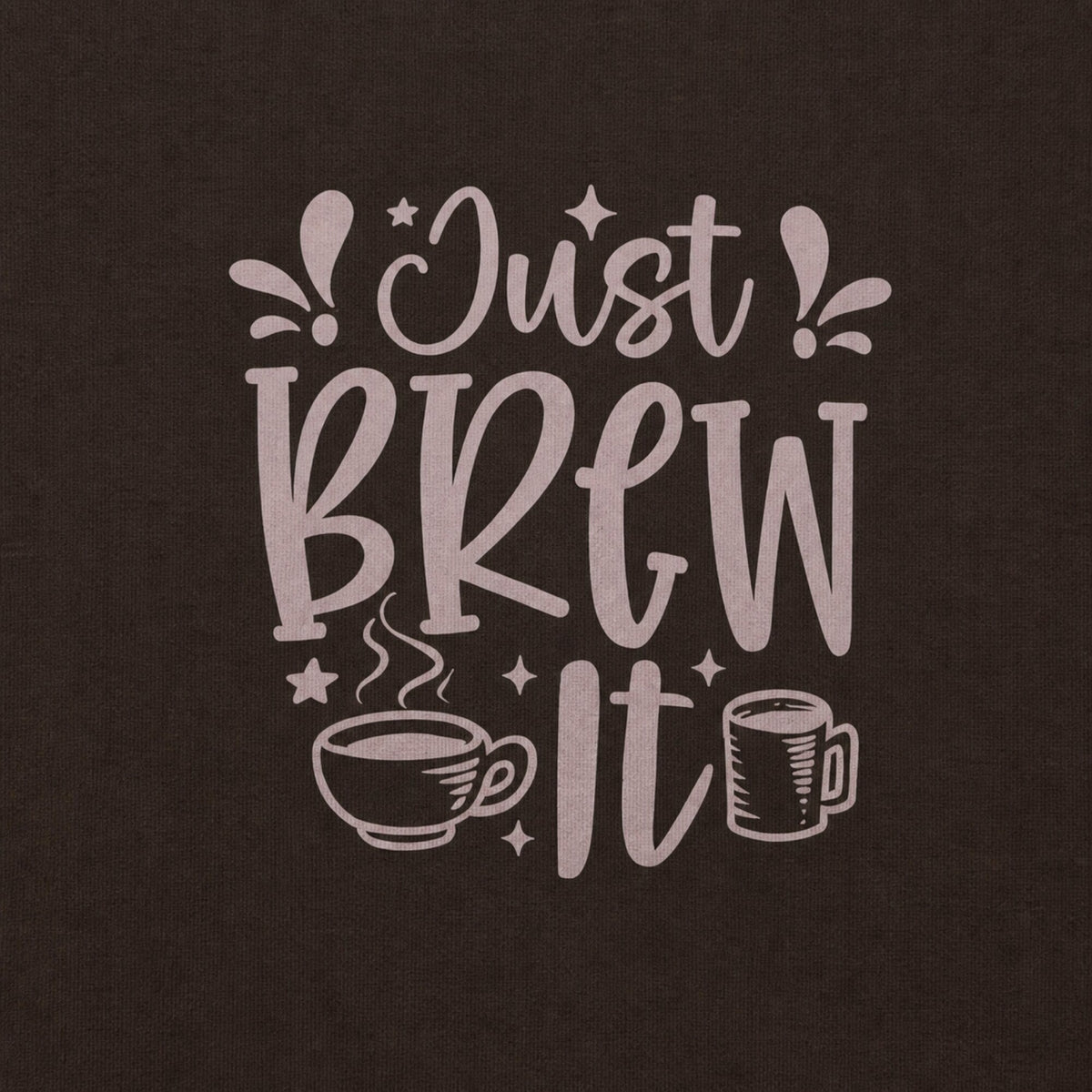 Coffee: Just Brew It Tee — print detail close-up
