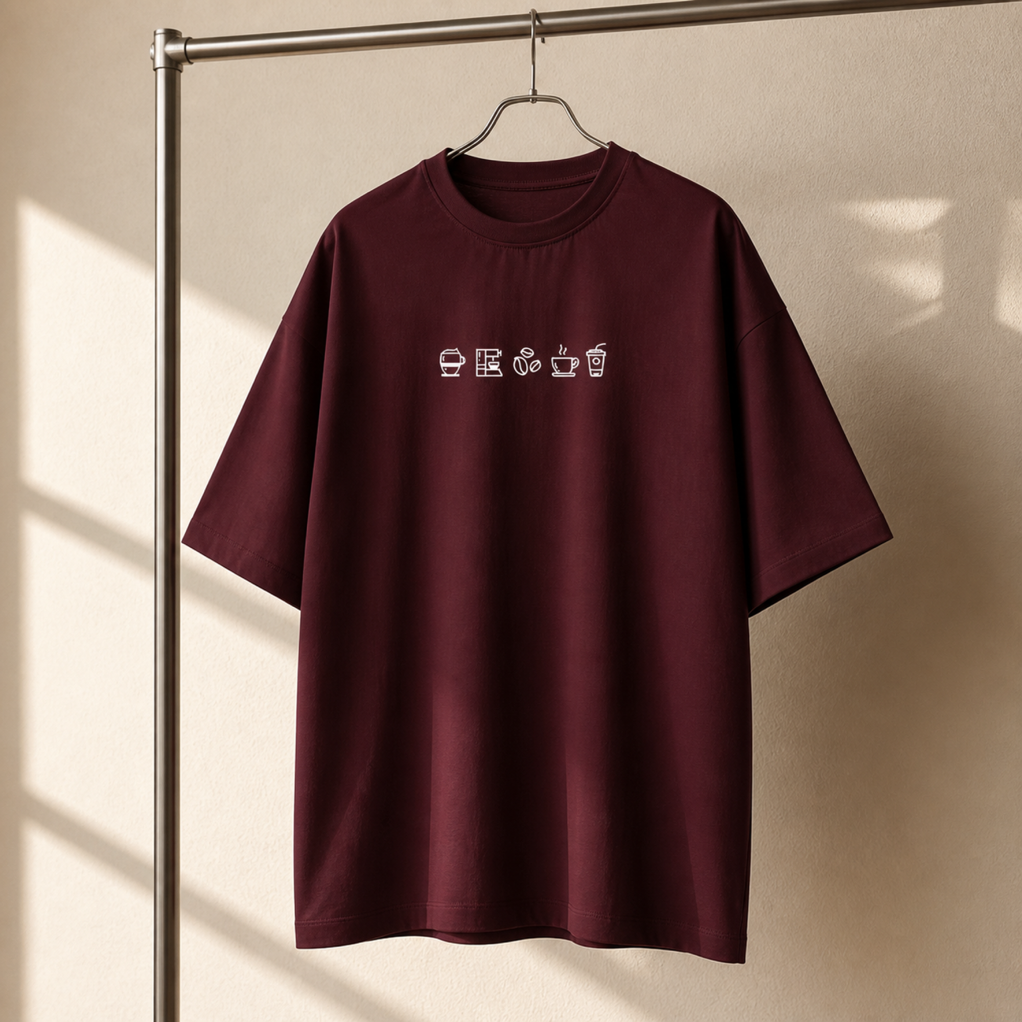 Coffee Loading Puffed Print – Slouch Oversized T-Shirt