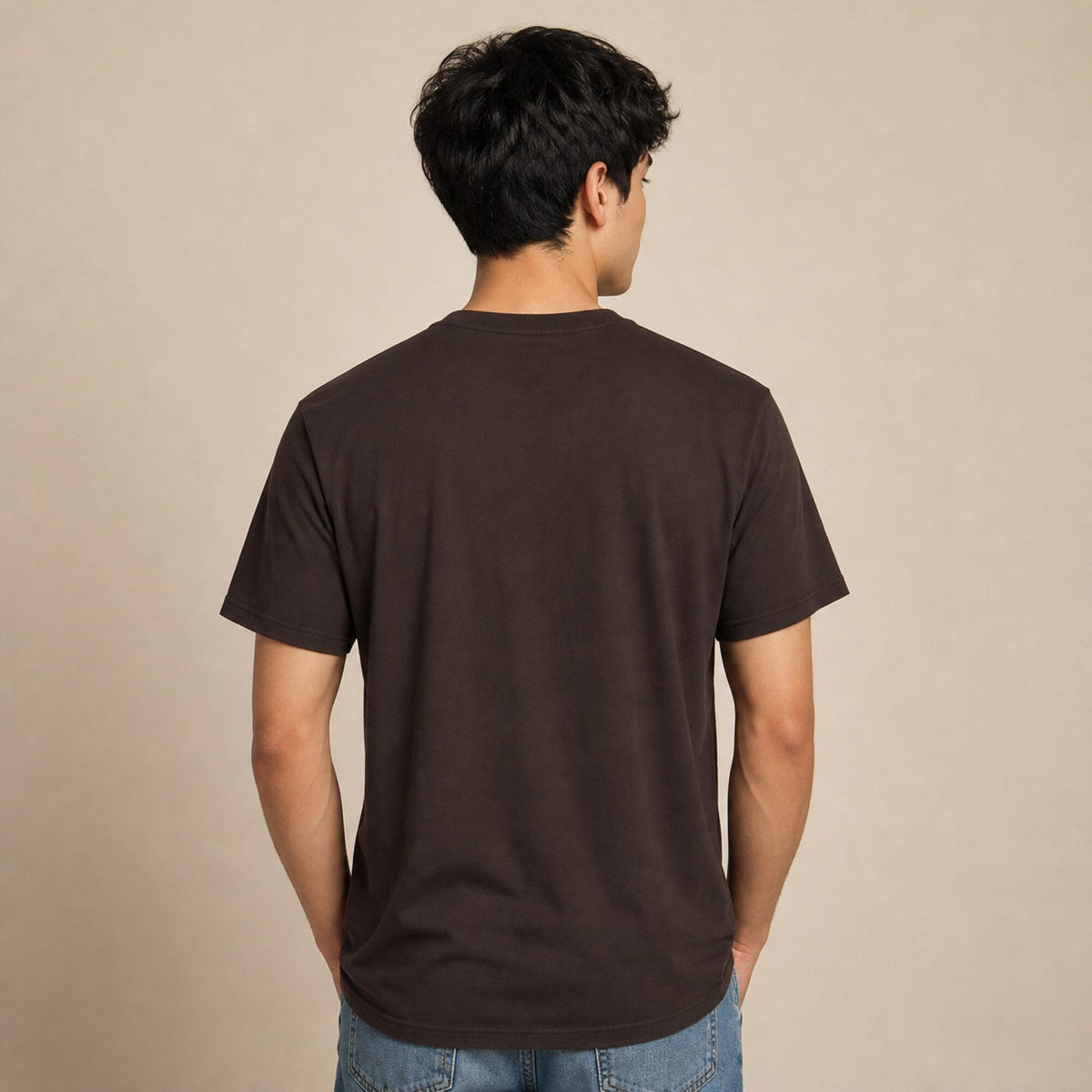 'I Wonder if Coffee Thinks About Me Too' T-Shirt — worn on model, back