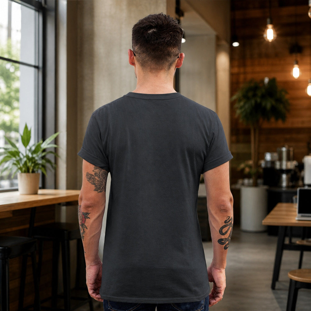 Crypto Holder Unisex T-Shirt — worn on model, back
