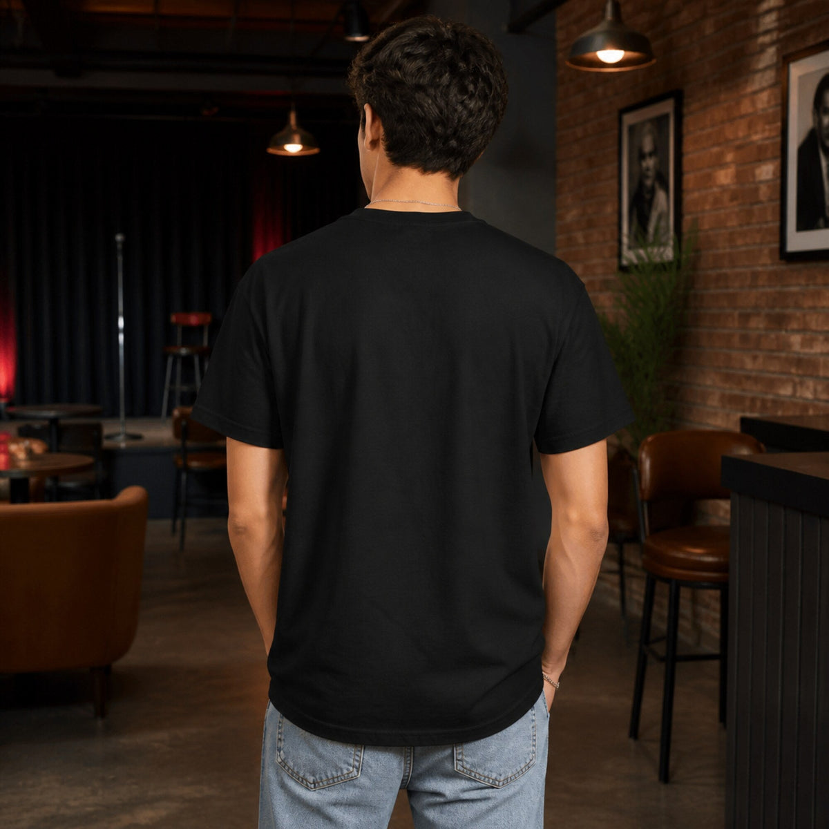 Curb Your Enthusiasm 'Good Enough' Larry David Tee — worn on model, back