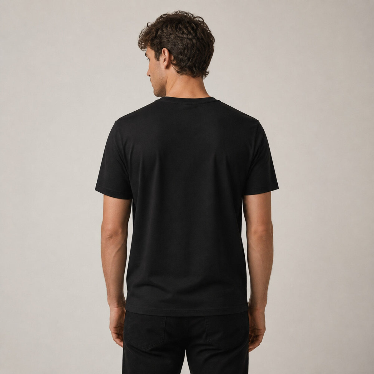 Curb Your Enthusiasm Larry Silhouette Tee — worn on model, back