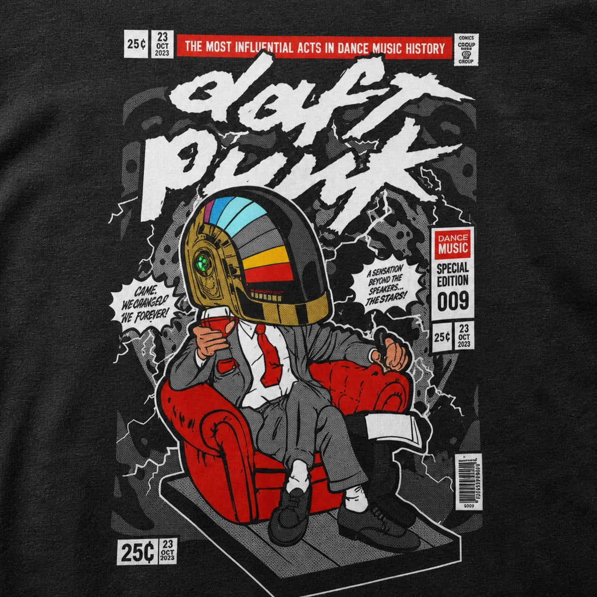 Daft Punk Pop Art Unisex T-Shirt — print detail close-up