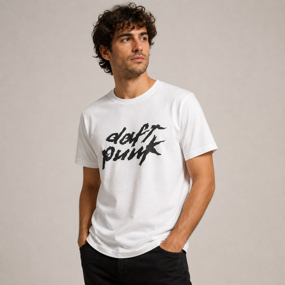 Daft Punk Unisex T-Shirt — worn on model, front