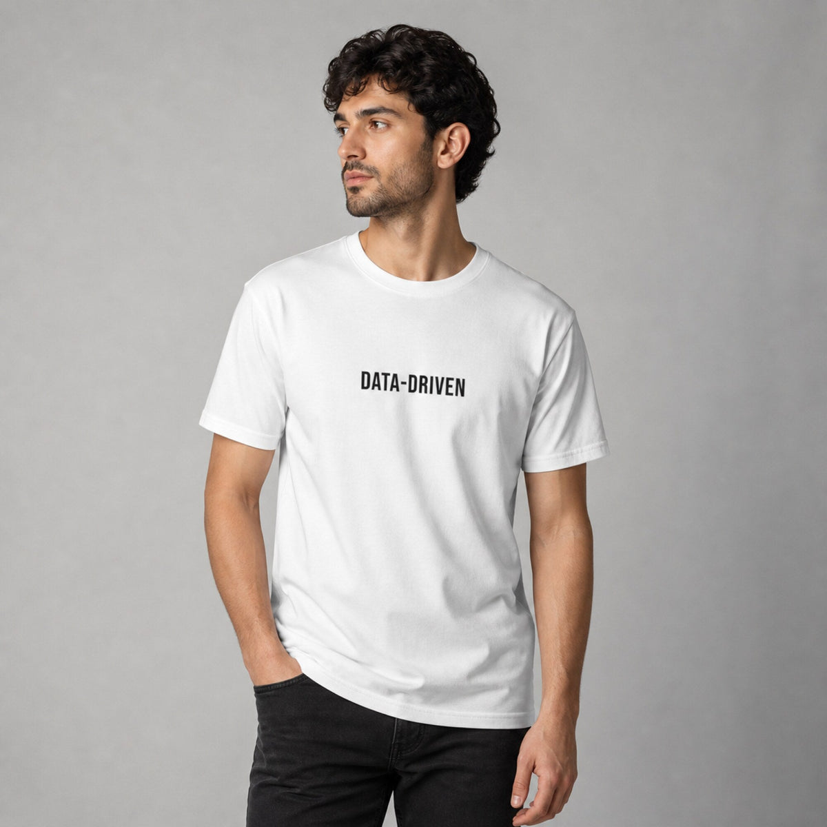 Data Scientist 'DATA-DRIVEN' Tee — worn on model, front