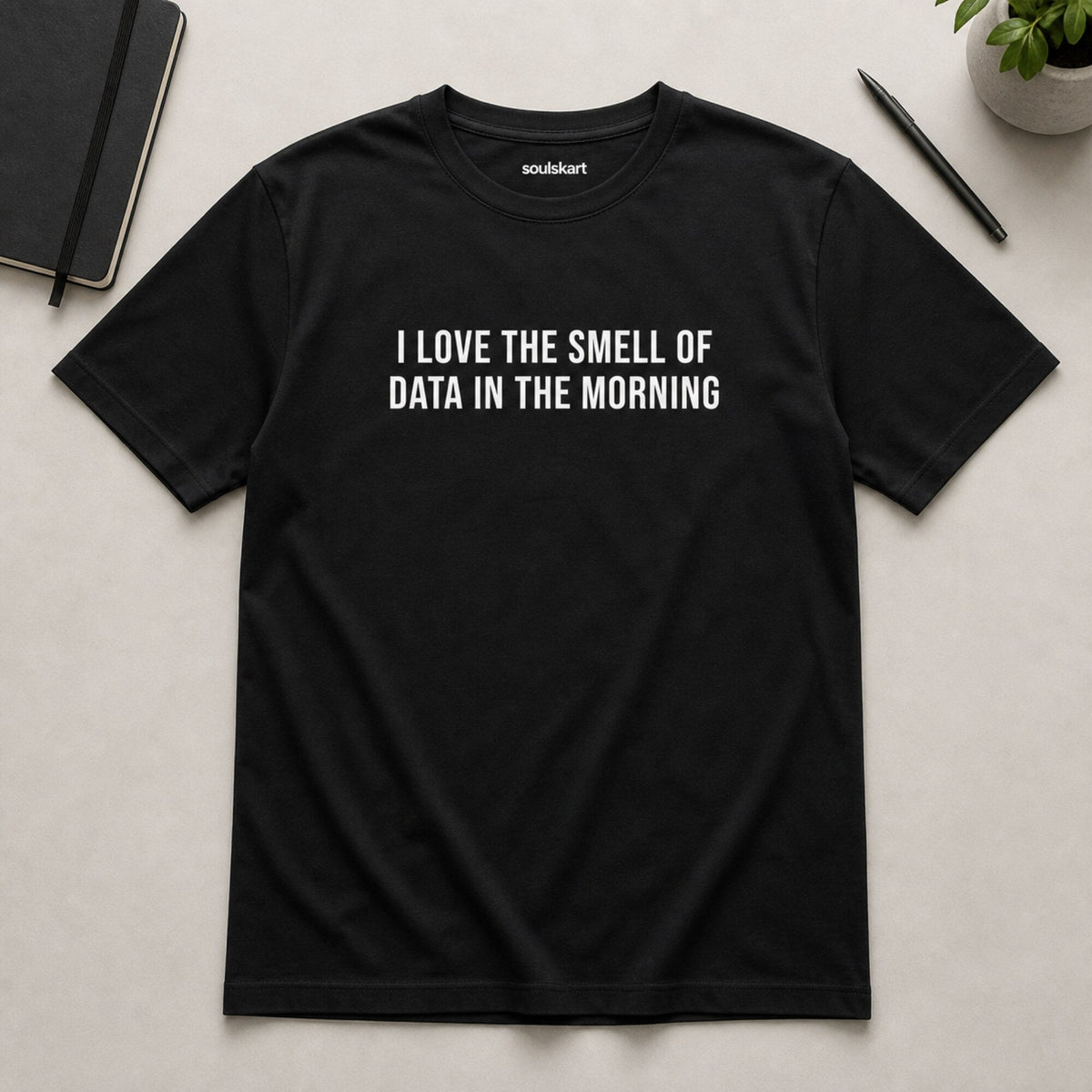 'I Love the Smell of Data in the Morning' Unisex Tee — on hanger