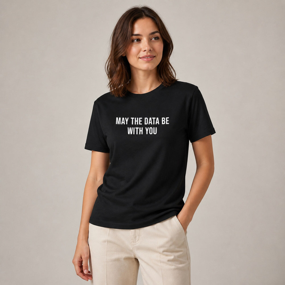 'May The Data Be With You' Data Scientist Tee — worn on model, front