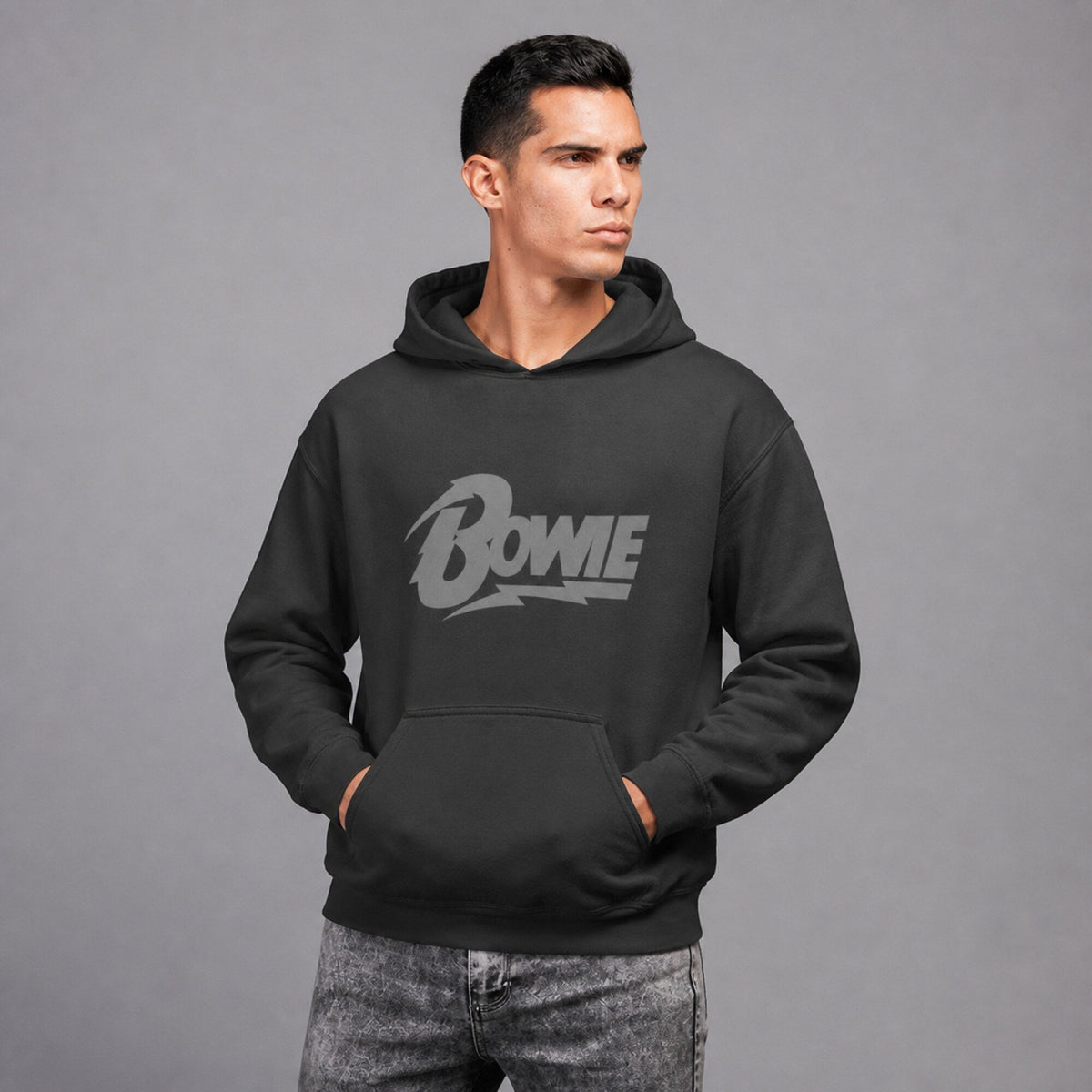 David Bowie Hoodie — worn on model, front