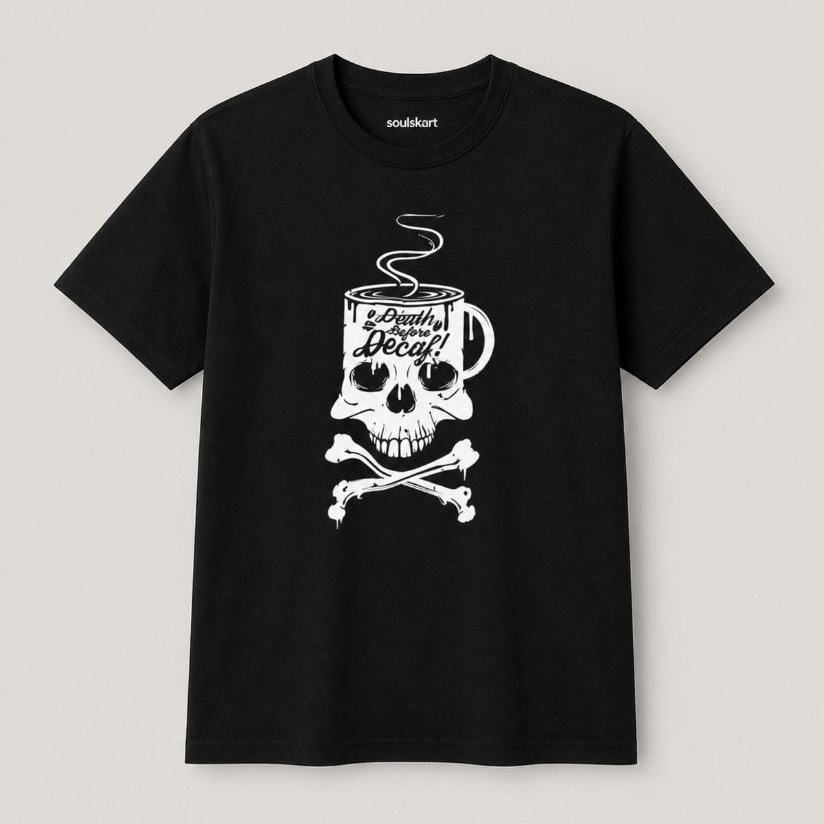 Death Before Decaf T-Shirt — front view