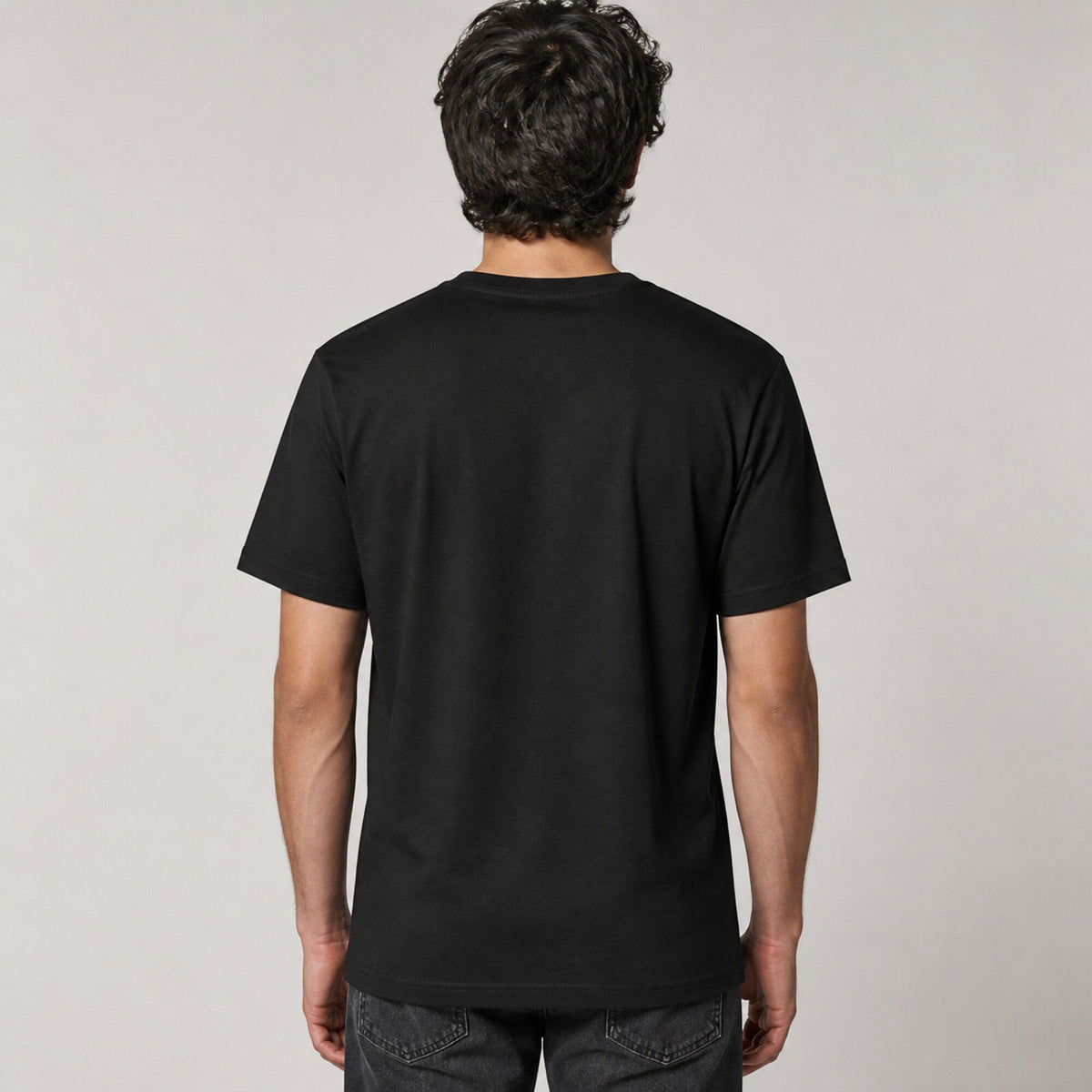 Death Before Decaf T-Shirt — worn on model, back